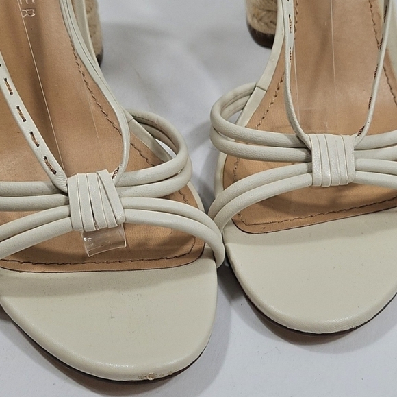 Gibson Latimer Tasha Sheep Leather Cream Ankle Wrap Jute Block Heel Sandal - Picture 6 of 16